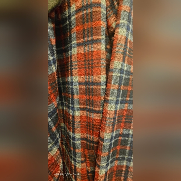 Chocolate Plaid Open Front Jacket - Picture 3 of 4